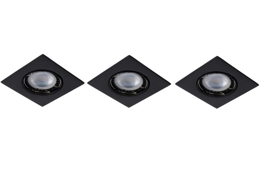 Lucide FOCUS - Spot encastrable - LED Dim. - GU10 - 3x5W 3000K - Noir - Ensemble de 3 - UIT